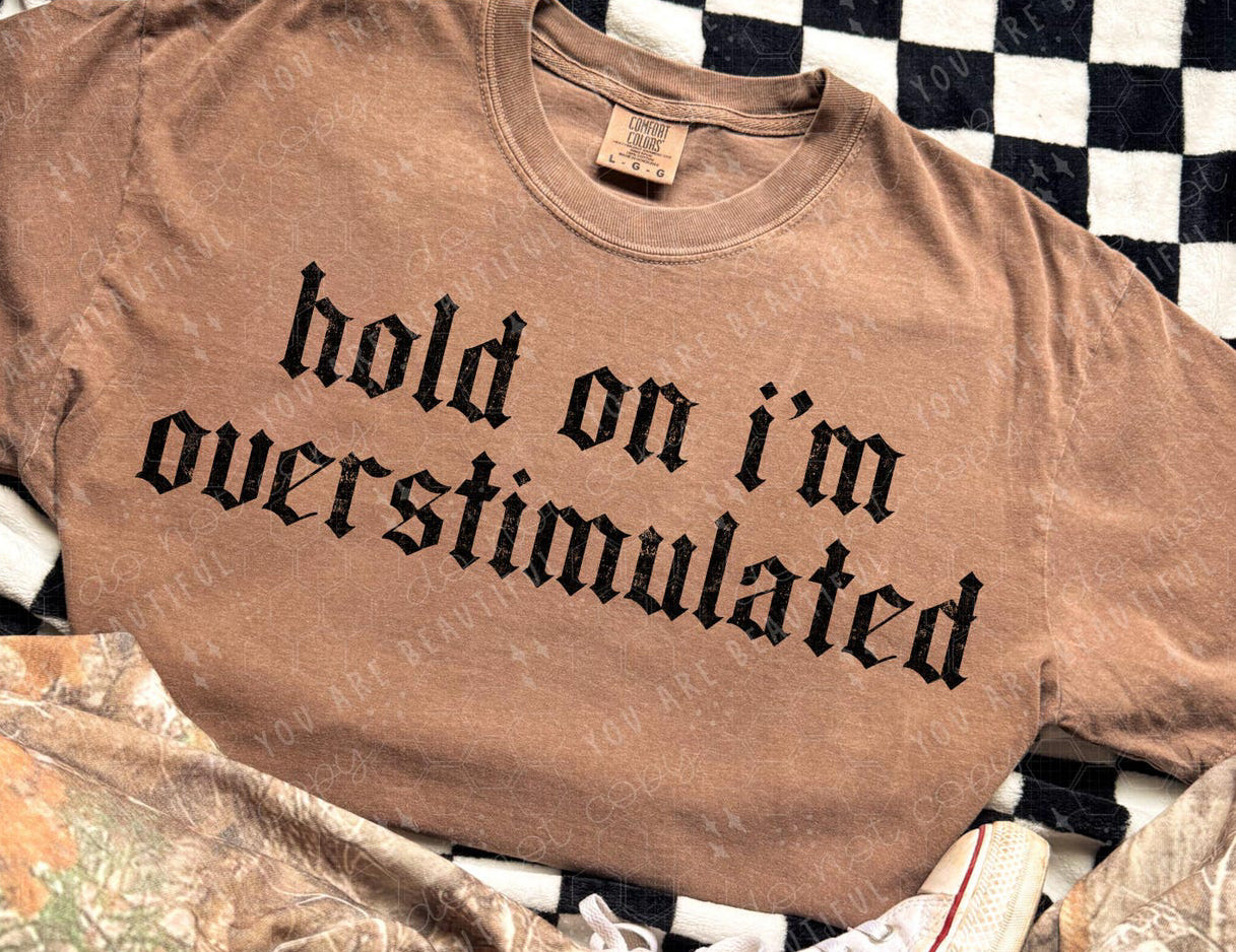Hold on I’m overstimulated shirt